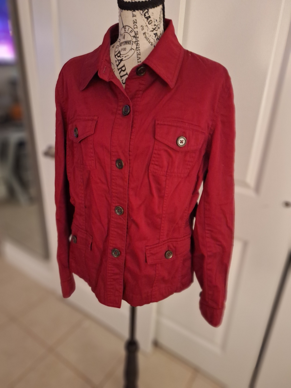 Jones New York Red Button Utility Jacket